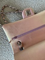21K Medium Pink Iridescent Lambskin Quilted Classic Flap SHW - Image 18