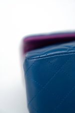 21P Blue Lambskin Quilted Classic Flap Medium Rainbow Hardware - Image 2