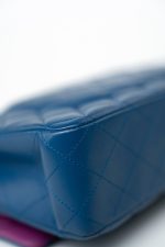 21P Blue Lambskin Quilted Classic Flap Medium Rainbow Hardware - Image 6