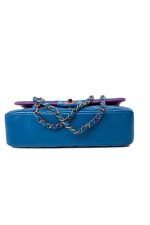 21P Blue Lambskin Quilted Classic Flap Medium Rainbow Hardware - Image 12