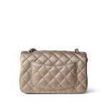 21P Gold Grained Lambskin Mini Rectangular Flap Light Gold Hardware - Image 7