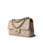 21P Gold Grained Lambskin Mini Rectangular Flap Light Gold Hardware - Image 20