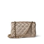 21P Gold Grained Lambskin Mini Rectangular Flap Light Gold Hardware - Image 14