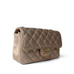 21P Gold Grained Lambskin Mini Rectangular Flap Light Gold Hardware - Image 5