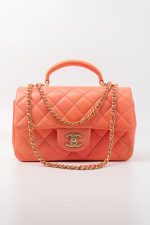 21P Mini Top Handle Orange Ombre Lambskin Quilted Aged Gold Hardware