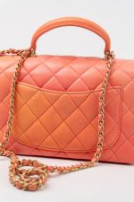 21P Mini Top Handle Orange Ombre Lambskin Quilted Aged Gold Hardware - Image 8