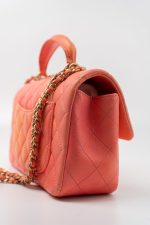 21P Mini Top Handle Orange Ombre Lambskin Quilted Aged Gold Hardware - Image 9