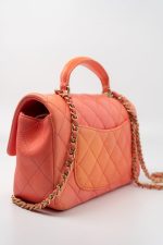 21P Mini Top Handle Orange Ombre Lambskin Quilted Aged Gold Hardware - Image 10
