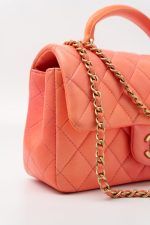 21P Mini Top Handle Orange Ombre Lambskin Quilted Aged Gold Hardware - Image 11