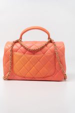 21P Mini Top Handle Orange Ombre Lambskin Quilted Aged Gold Hardware - Image 13