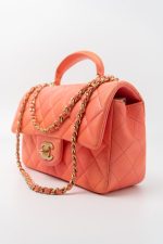 21P Mini Top Handle Orange Ombre Lambskin Quilted Aged Gold Hardware - Image 6