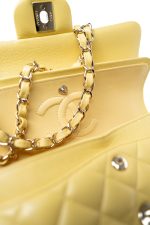 21P Yellow Caviar Quilted Classic Flap Small Light Gold Hardware - Image 4
