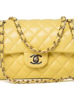 21P Yellow Caviar Quilted Classic Flap Small Light Gold Hardware - Image 8
