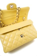 21P Yellow Caviar Quilted Classic Flap Small Light Gold Hardware - Image 12