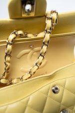 21P Yellow Caviar Quilted Classic Flap Small Light Gold Hardware - Image 17