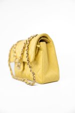 21P Yellow Caviar Quilted Classic Flap Small Light Gold Hardware - Image 16