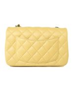 21P Yellow Lambskin Quilted Mini Rectangular Single Flap Blue Interior / Rainbow Hardware - Image 3