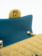 21P Yellow Lambskin Quilted Mini Rectangular Single Flap Blue Interior / Rainbow Hardware - Image 15