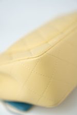 21P Yellow Lambskin Quilted Mini Rectangular Single Flap Blue Interior / Rainbow Hardware - Image 16