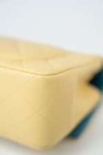 21P Yellow Lambskin Quilted Mini Rectangular Single Flap Blue Interior / Rainbow Hardware - Image 17