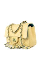 21P Yellow Lambskin Quilted Mini Rectangular Single Flap Blue Interior / Rainbow Hardware - Image 18