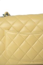 21P Yellow Lambskin Quilted Mini Rectangular Single Flap Blue Interior / Rainbow Hardware - Image 20