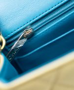 21P Yellow Lambskin Quilted Mini Rectangular Single Flap Blue Interior / Rainbow Hardware - Image 22