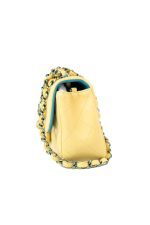 21P Yellow Lambskin Quilted Mini Rectangular Single Flap Blue Interior / Rainbow Hardware - Image 10