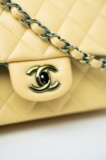 21P Yellow Lambskin Quilted Mini Rectangular Single Flap Blue Interior / Rainbow Hardware - Image 12