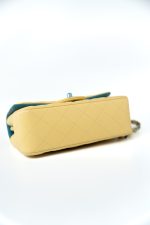 21P Yellow Lambskin Quilted Mini Rectangular Single Flap Blue Interior / Rainbow Hardware - Image 8