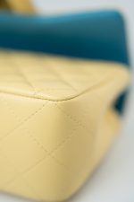21P Yellow Lambskin Quilted Mini Rectangular Single Flap Blue Interior / Rainbow Hardware - Image 2