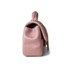 21S Iridescent Pink/ Rose Lambskin Quilted Mini Top Handle Antique Gold Hardware - Image 4