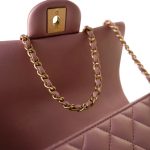 21S Iridescent Pink/ Rose Lambskin Quilted Mini Top Handle Antique Gold Hardware - Image 10