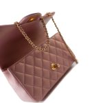 21S Iridescent Pink/ Rose Lambskin Quilted Mini Top Handle Antique Gold Hardware - Image 6