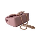 21S Iridescent Pink/ Rose Lambskin Quilted Mini Top Handle Antique Gold Hardware - Image 5