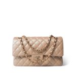 21S Pearly Beige Calfskin Quilted Classic Double Flap Light Gold Hardware - Image 2
