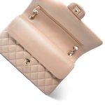 21S Pearly Beige Calfskin Quilted Classic Double Flap Light Gold Hardware - Image 6