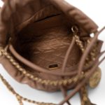 Dark Beige Calfskin Quilted Mini 22 Hobo Bag Antique Gold Hardware - Image 11