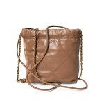 Dark Beige Calfskin Quilted Mini 22 Hobo Bag Antique Gold Hardware - Image 3