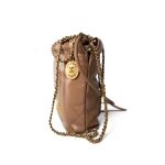 Dark Beige Calfskin Quilted Mini 22 Hobo Bag Antique Gold Hardware - Image 2