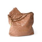 Caramel Calfskin Quilted 22 Hobo Bag Medium Antique Gold Hardware - Image 10