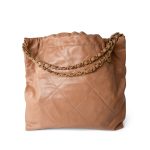 Caramel Calfskin Quilted 22 Hobo Bag Medium Antique Gold Hardware - Image 12