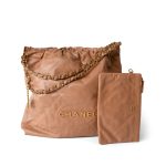 Caramel Calfskin Quilted 22 Hobo Bag Medium Antique Gold Hardware - Image 9