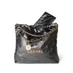 22A Metallic Dark Grey Medium 22 Calfskin Quilted Hobo Bag Antique Gold Hardware - Image 2