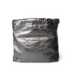 22A Metallic Dark Grey Medium 22 Calfskin Quilted Hobo Bag Antique Gold Hardware - Image 9