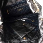 22A Metallic Dark Grey Medium 22 Calfskin Quilted Hobo Bag Antique Gold Hardware - Image 10