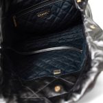 22A Metallic Dark Grey Medium 22 Calfskin Quilted Hobo Bag Antique Gold Hardware - Image 11