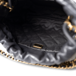 23B Dark Grey Calfskin Quilted Mini 22 Bag Antique Gold Hardware - Image 9