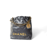 23B Dark Grey Calfskin Quilted Mini 22 Bag Antique Gold Hardware - Image 12