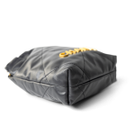 23B Dark Grey Calfskin Quilted Mini 22 Bag Antique Gold Hardware - Image 2